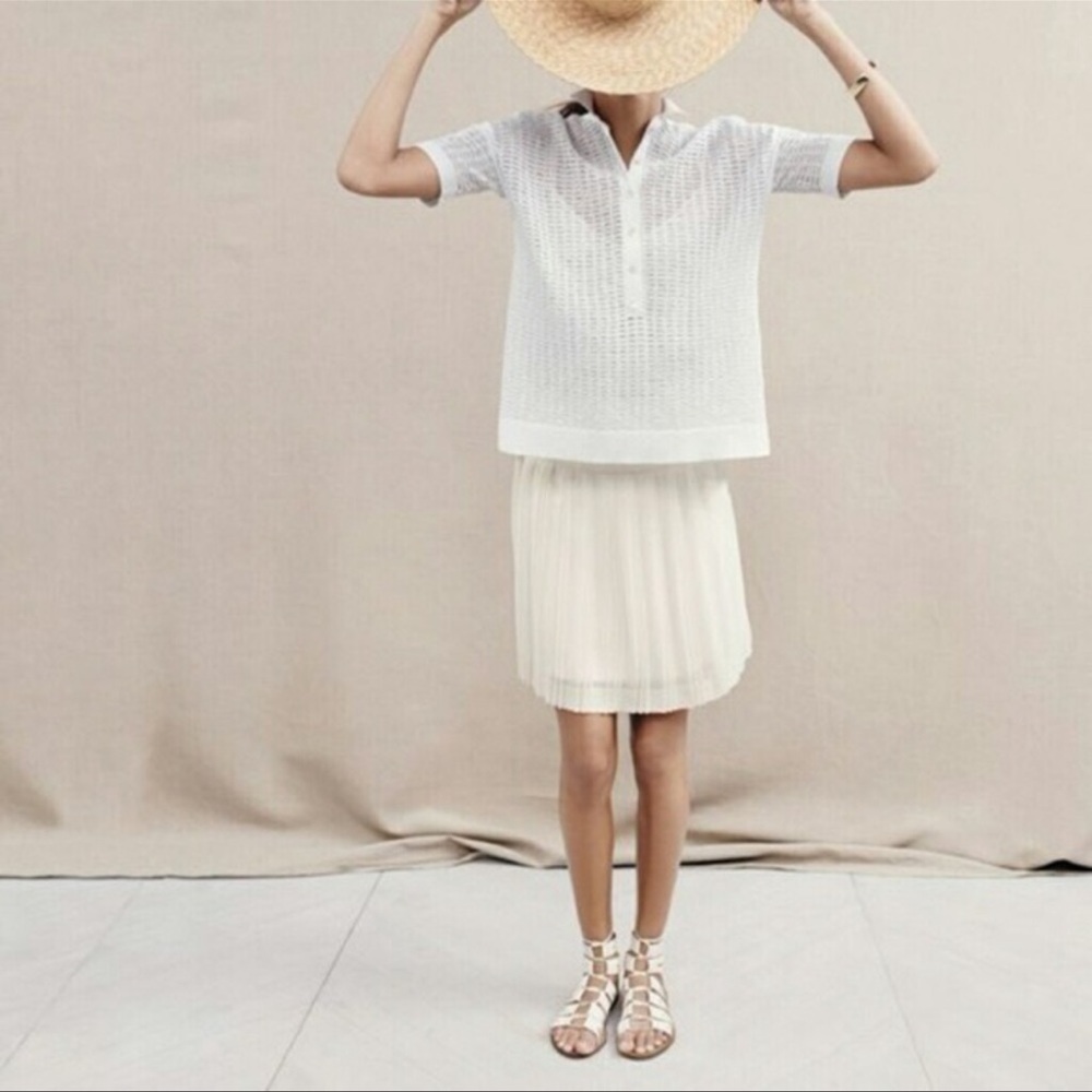 J. Crew Stitched Down Pleated Mini Skirt Ivory